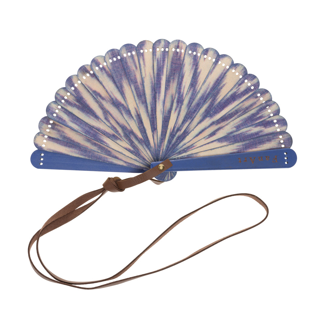 Blue ikat fan